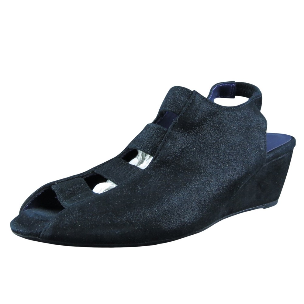 Vaneli  Women‎ Slingback Sandal Shoes Black Leather Size 7.5 Narrow